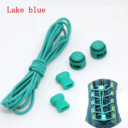 1 Pair 22 Colors Elastic Shoelaces Round Locking No Tie Shoe Laces Kids Adult Quick Lazy Laces Rubber Sneakers Shoelace T1 - Smarsty