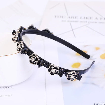Double Layer Braided Headband With Pearl Accent Comfortable - Smarsty