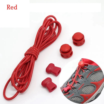 1 Pair 22 Colors Elastic Shoelaces Round Locking No Tie Shoe Laces Kids Adult Quick Lazy Laces Rubber Sneakers Shoelace T1 - Smarsty