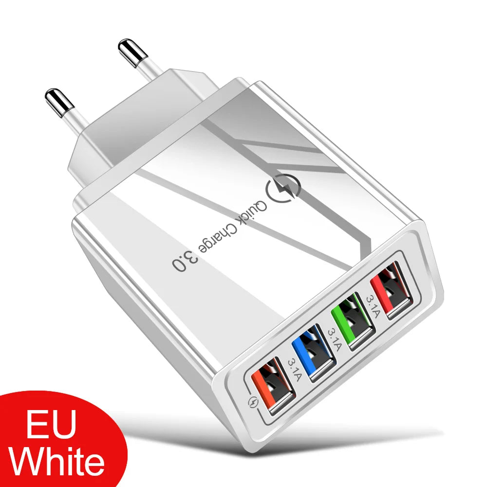 4 Port USB Quick Charge 3.0 Wall Charger EU Connector - Smarsty
