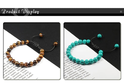 Adjustable 8mm Tiger Eye Beads Bracelet for Yoga Healing - Smarsty