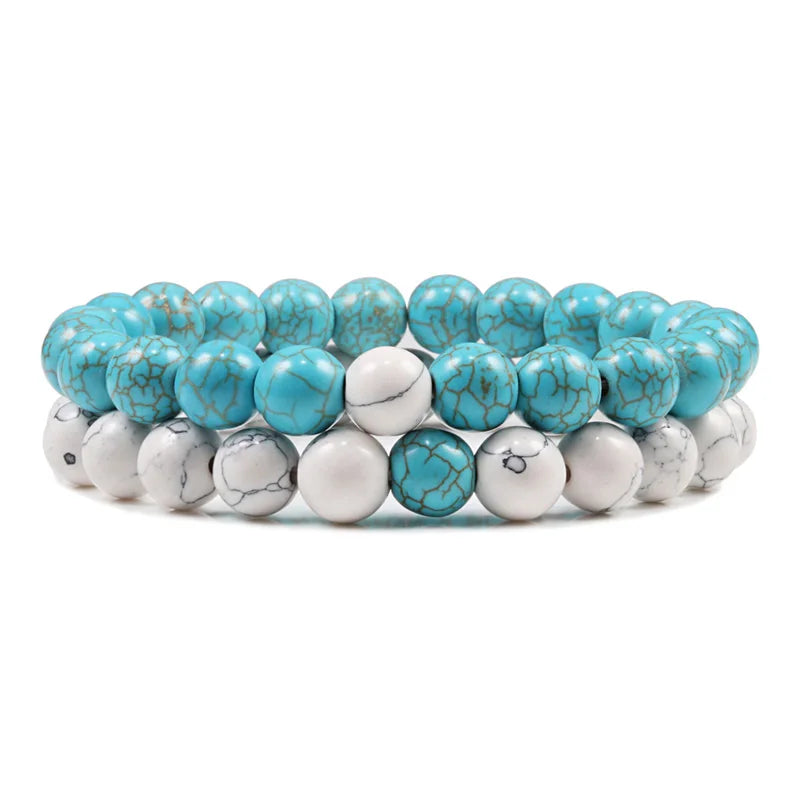 Couples Distance Lava Stone Yoga Bracelets Set - Smarsty