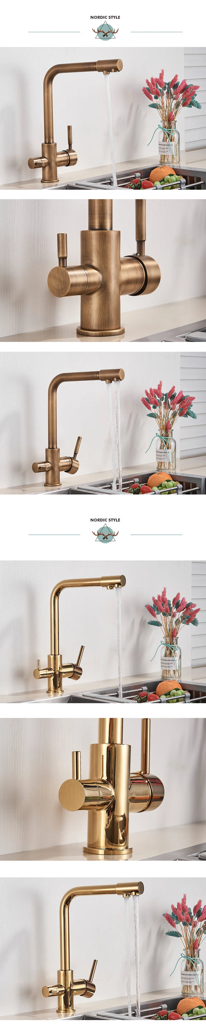Black Grey Water Filter Kitchen Faucet with 360 Degree Rotation - Smarsty