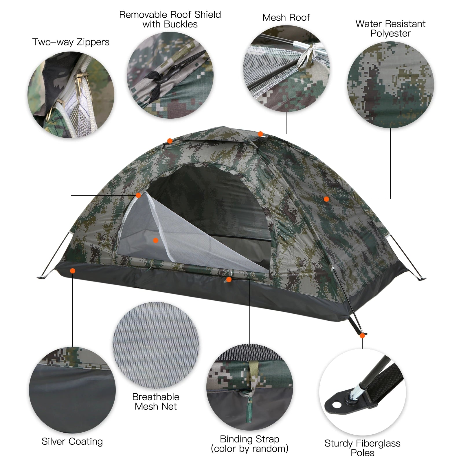 Tomshoo 1/2 Person Ultralight Camping Tent Single Layer Portable Hiking Tent Anti-UV Coating UPF 30+ for Outdoor Beach Fishing by Smarsty