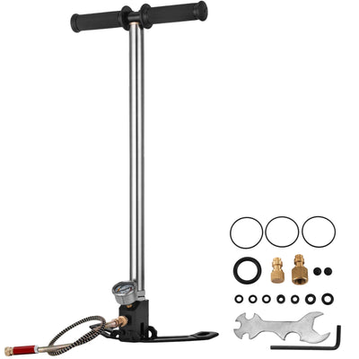 VEVOR 3 Stage PCP Pump 30MPa 4500PSI W/ Pressure Gauge Air Hand Stirrup Pump for Pistols, Rifles, Air Guns, Car Bicycle Hunting - Smarsty