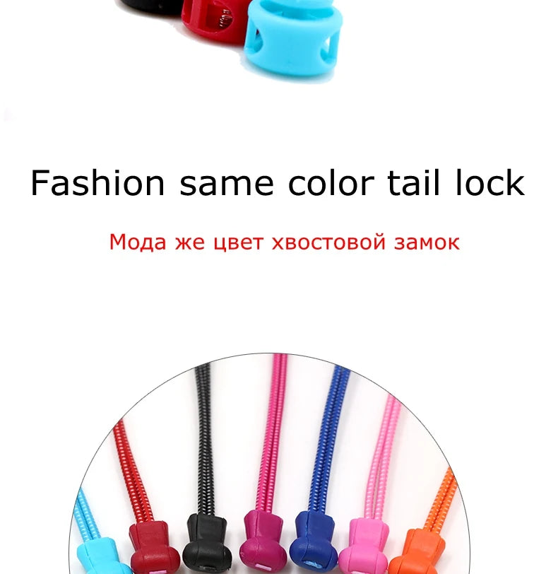 1 Pair 22 Colors Elastic Shoelaces Round Locking No Tie Shoe Laces Kids Adult Quick Lazy Laces Rubber Sneakers Shoelace T1 - Smarsty