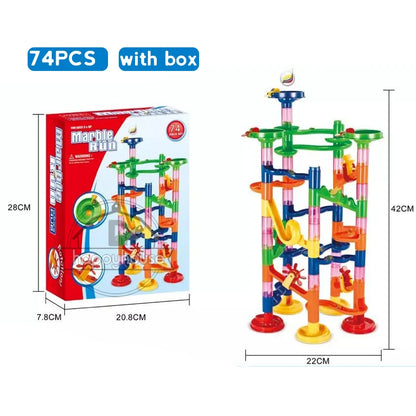 Marble Run Race Track Building Blocks Kids 3D Maze Ball Roll Toy DIY Marble Run Race Coaster Set 80/105/109/133pc Christmas Gift - Smarsty