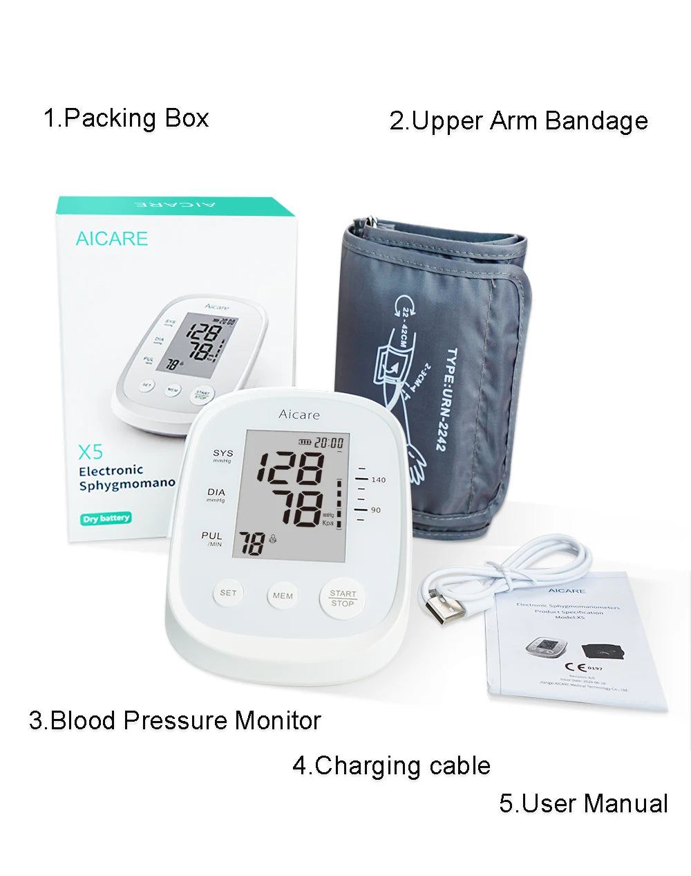 Automatic Upper Arm Blood Pressure Monitor with Data Storage - Smarsty