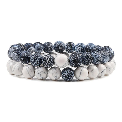 Couples Distance Lava Stone Yoga Bracelets Set - Smarsty