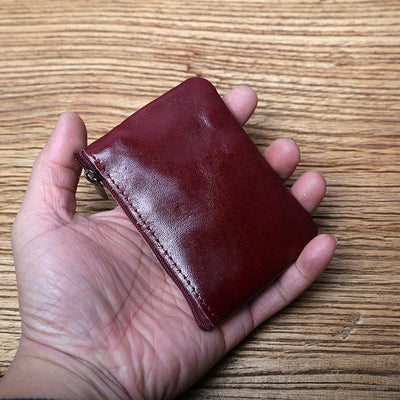 Genuine Leather Mini Coin Purse for MenTop Layer Cowhide Wallet Women Zipper Vintage Card Bag Short Lady Wallet Key Case NZPJ - Smarsty