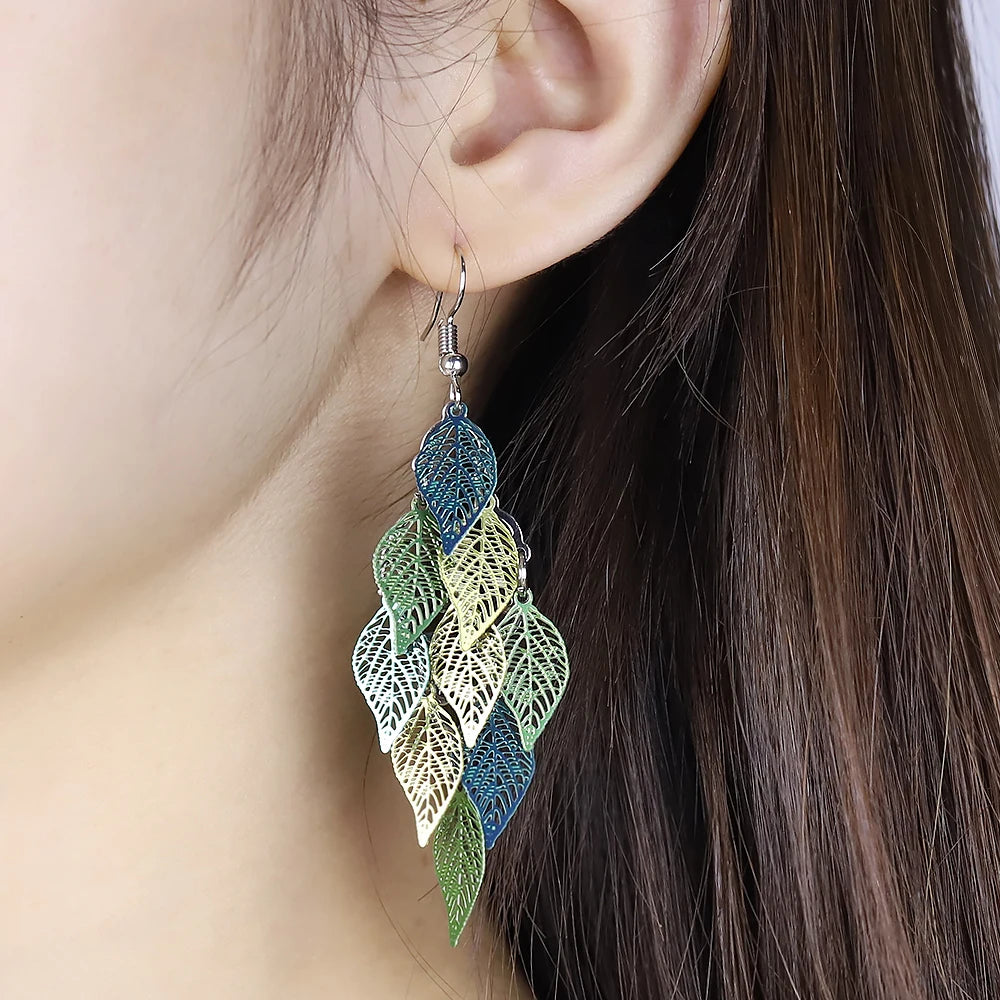 Bohemian Style Nine Leaf Drop Earrings for Women Gifts - Smarsty