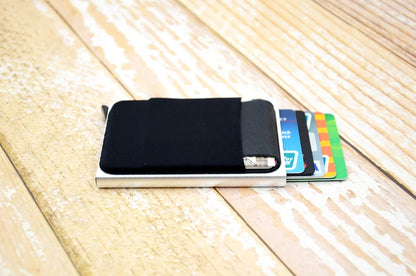 YUECIMIE Slim Aluminum Wallet With Elasticity Back Pouch ID Credit Card Holder Mini RFID Wallet Automatic Pop up Bank Card Case
