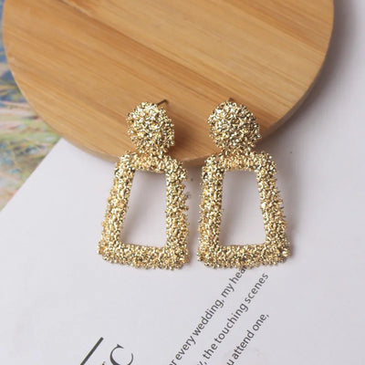 Gold Metal Drop Earrings with Irregular Heart Design for Women - Smarsty