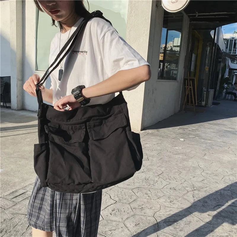 Women Vintage Canvas Tote Bag Crossbody Shoulder Purse - Smarsty