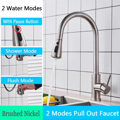 Rozin Chrome Kitchen Faucet with Pull Out Spout - Smarsty