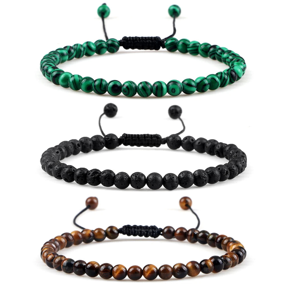 Adjustable Lava Stone Beaded Bracelet for Chakra Healing - Smarsty