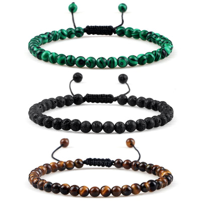 Adjustable Lava Stone Beaded Bracelet for Chakra Healing - Smarsty