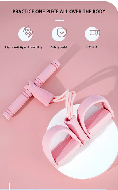 Multifunction Tension Rope 6-Tube Elastic Yoga Pedal Puller Resistance Band Tension Rope for Leg Stretching Slimming Training