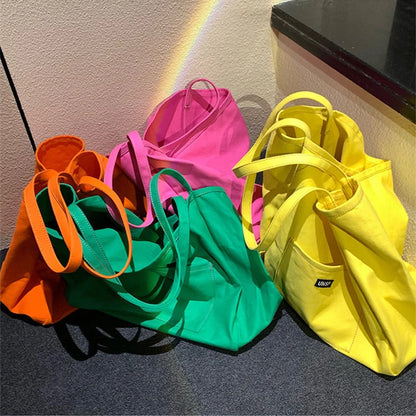Canvas Reusable Shopping Bag For Women Portable Tote - Smarsty
