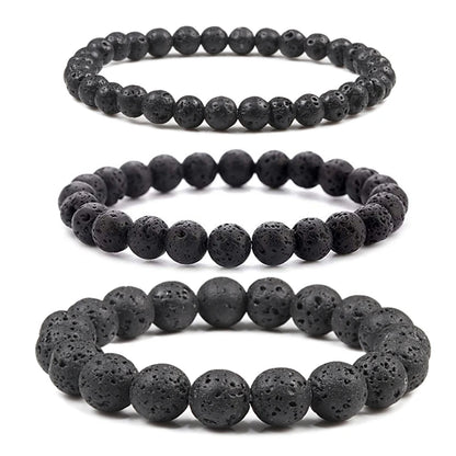 Natural Stone Bead Bracelet with Volcanic Lava - Smarsty