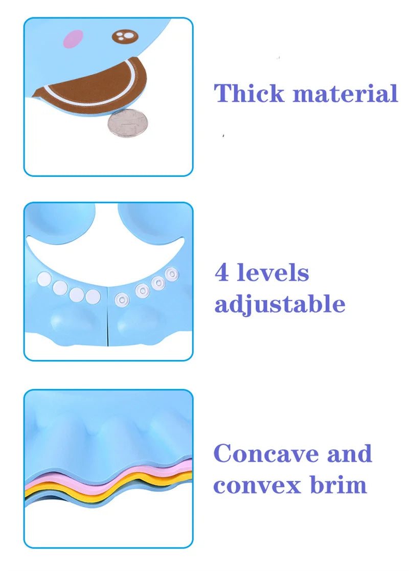 Baby Shower Soft Cap Adjustable Hair Wash Hat for Kids Ear Protection Safe Children Shampoo Bathing Shower Protect Head Cover - Smarsty