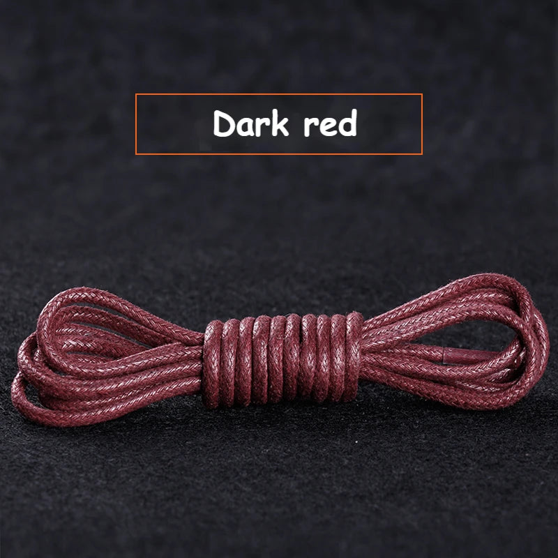 1Pair Cotton Waxed Shoelaces Round Oxford Shoe laces Boots Laces Waterproof Leather Shoelace Length 60/80/100/120/140/180cm - Smarsty