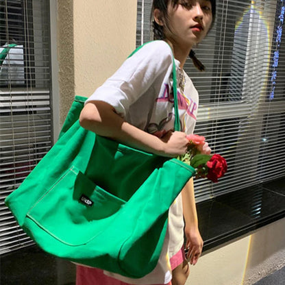 Canvas Reusable Shopping Bag For Women Portable Tote - Smarsty