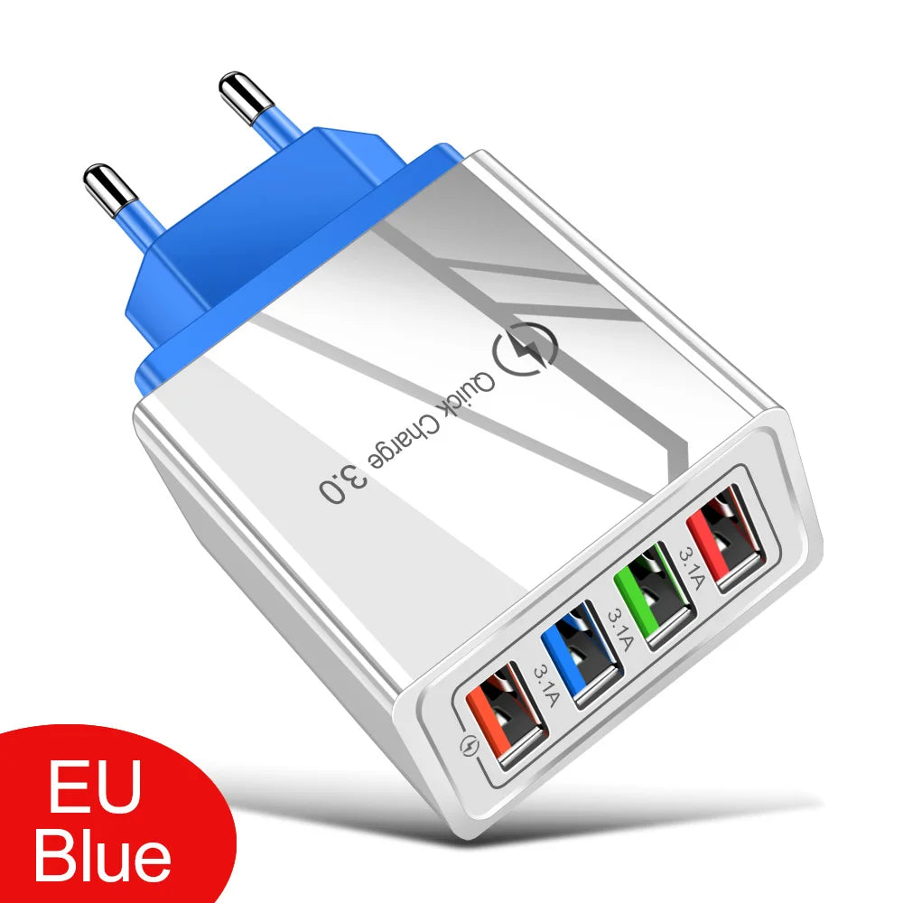4 Port USB Quick Charge 3.0 Wall Charger EU Connector - Smarsty