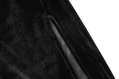 2022 Autumn Winter Women Solid Velvet Long Sleeve Ruched Midi Dress Side Slit Bodycon Sexy Streetwear Party Elegant Club - Smarsty