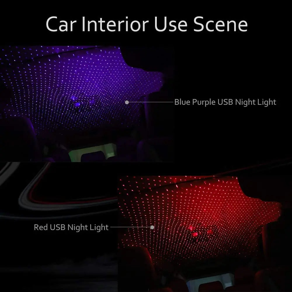 Mini LED Car Roof Star Night Light Projector Atmosphere Galaxy Lamp USB Decorative Adjustable for Auto Roof Room Ceiling Decor - Smarsty