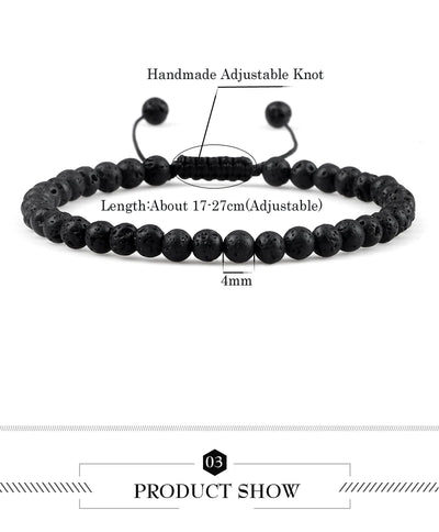 Adjustable Lava Stone Beaded Bracelet for Chakra Healing - Smarsty