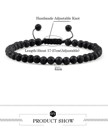 Adjustable Lava Stone Beaded Bracelet for Chakra Healing - Smarsty