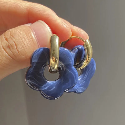 Multicolor Transparent Flower Drop Earrings for Women Fashion - Smarsty