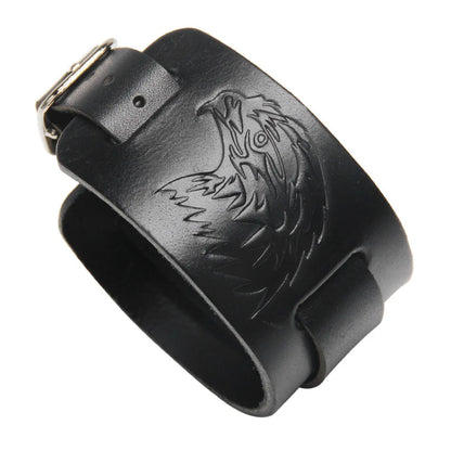 Men's Genuine Leather Bracelet Adjustable Vintage Punk Style - Smarsty