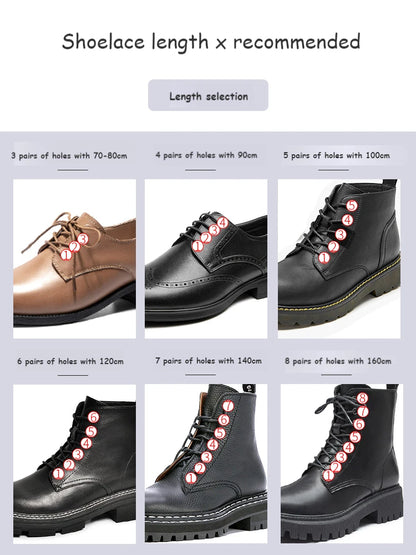 1Pair Cotton Waxed Shoelaces Round Oxford Shoe laces Boots Laces Waterproof Leather Shoelace Length 60/80/100/120/140/180cm - Smarsty