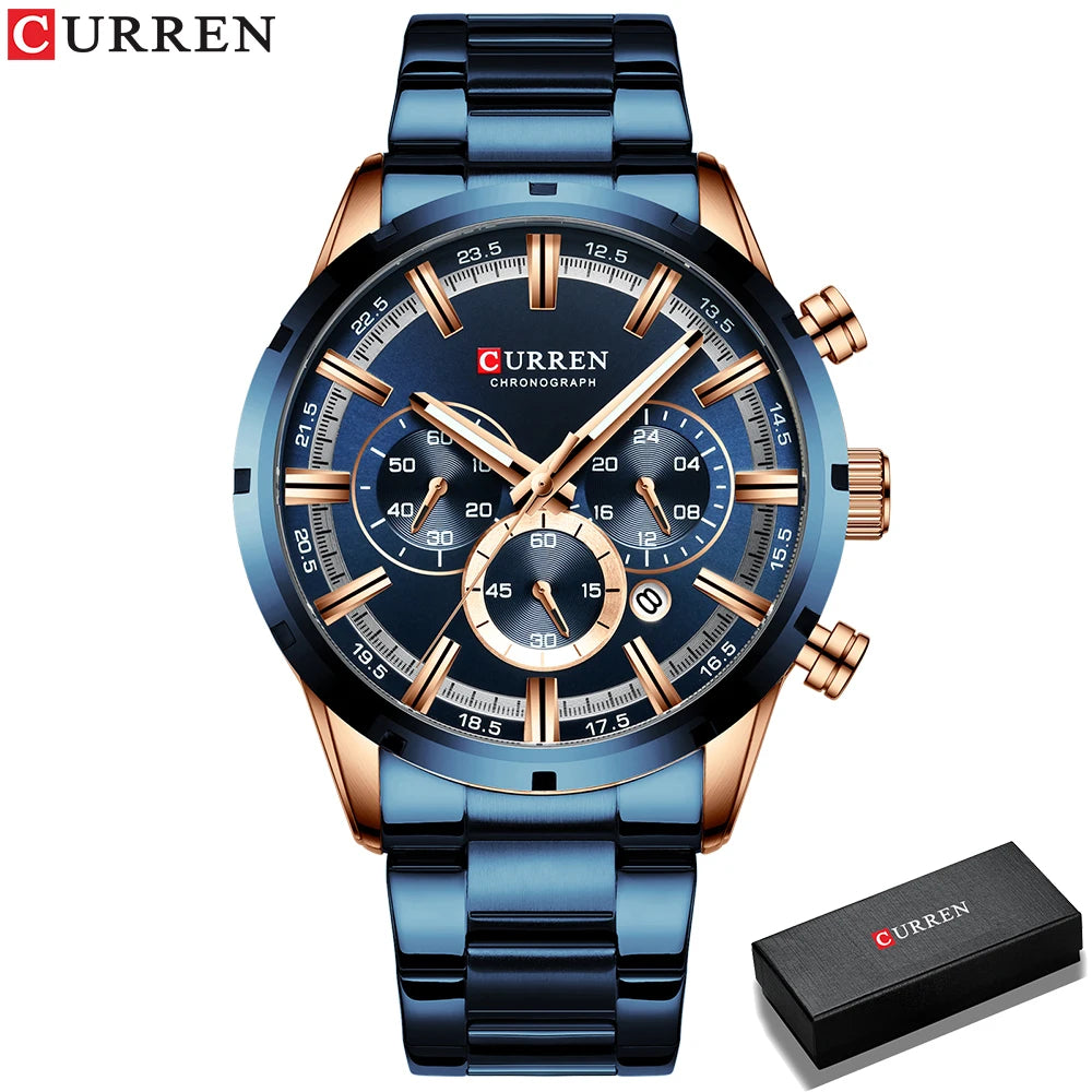 Curren Men's Waterproof Business Watch with Blue Dial - Smarsty