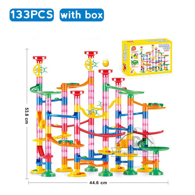 Marble Run Race Track Building Blocks Kids 3D Maze Ball Roll Toy DIY Marble Run Race Coaster Set 80/105/109/133pc Christmas Gift - Smarsty