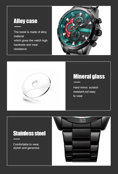 Curren Stainless Steel Men's Watch with Luminous Dial - Smarsty