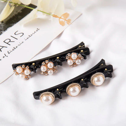 Double Layer Braided Headband With Pearl Accent Comfortable - Smarsty