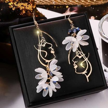 Red Rose Drop Earrings for Women Vintage Rhinestone Design - Smarsty