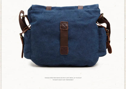 Vintage Leather Canvas Messenger Bag Unisex Crossbody - Smarsty