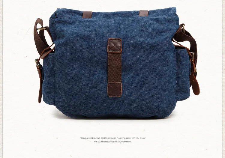 Vintage Leather Canvas Messenger Bag Unisex Crossbody - Smarsty