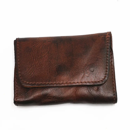 Genuine Leather Wallet for Men Women Brand Vintage Handmade Short Small Men's Wallets Card Holder Original Leather Coin Purse - Smarsty