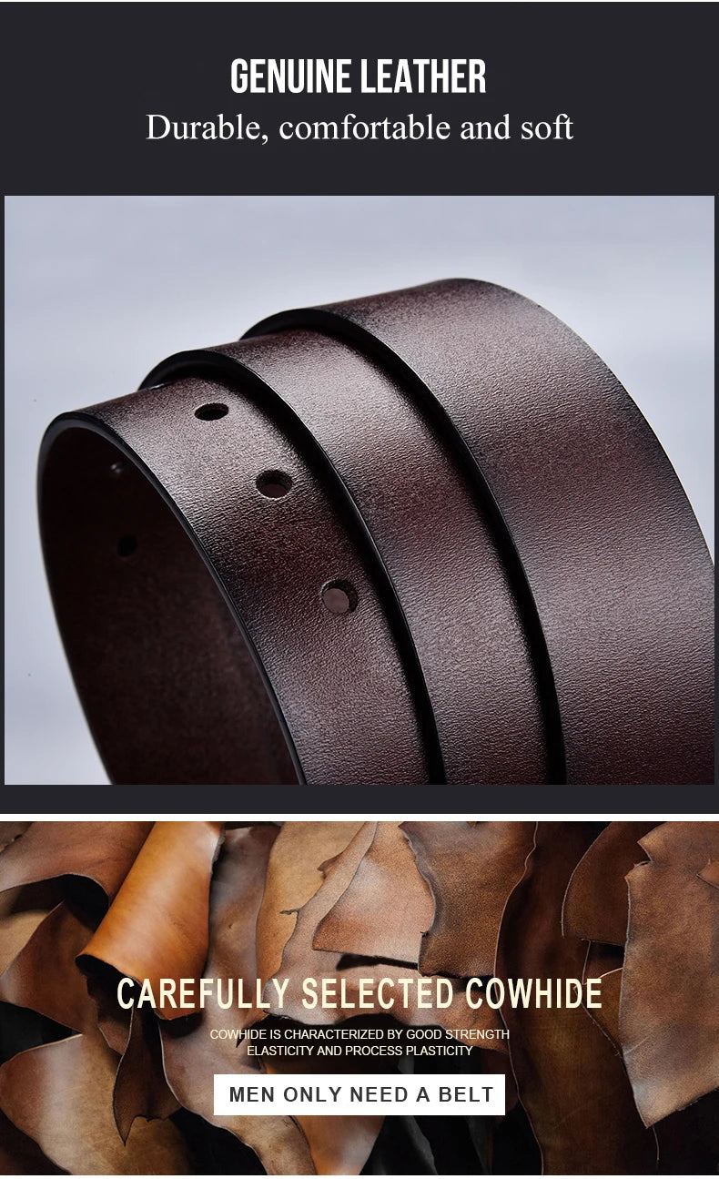 Mens Leather Casual Belt High Quality Durable Buckle - Smarsty