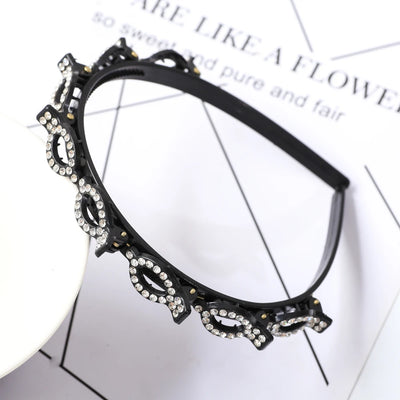 Double Layer Braided Headband With Pearl Accent Comfortable - Smarsty