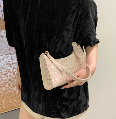 PU Leather Alligator Pattern Women Slim Shoulder Bag Purse - Smarsty