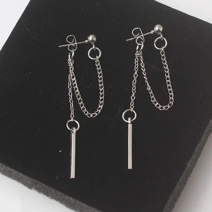 Trendy Silver Dangle Earrings with Korean Tassel Design for Women - Smarsty