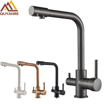 Black Grey Water Filter Kitchen Faucet with 360 Degree Rotation - Smarsty