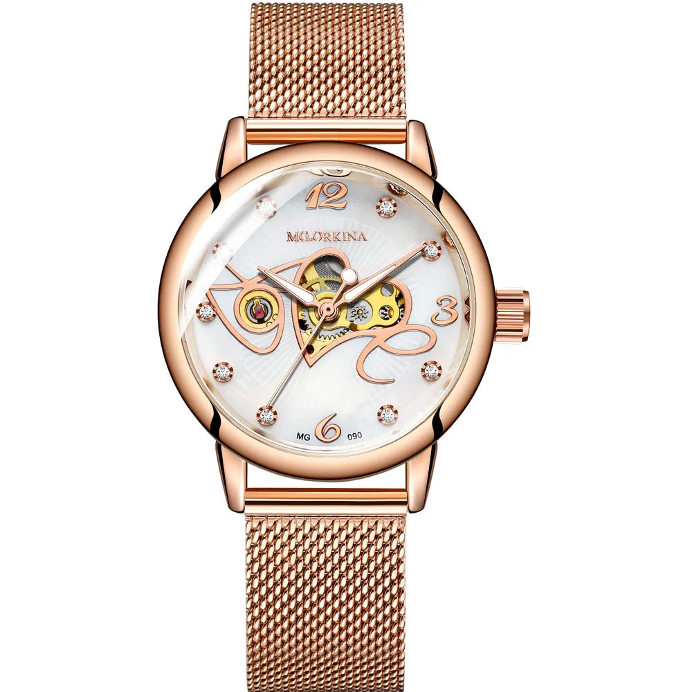 Luxury Skeleton Women's Mechanical Watch with Automatic Movement - Smarsty