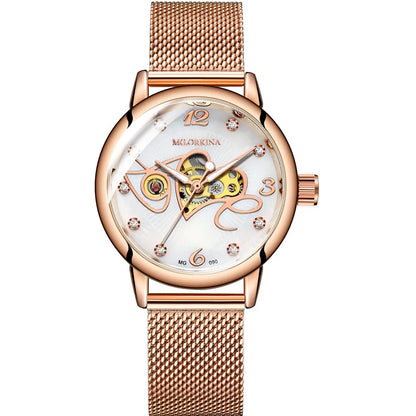 Luxury Skeleton Women's Mechanical Watch with Automatic Movement - Smarsty